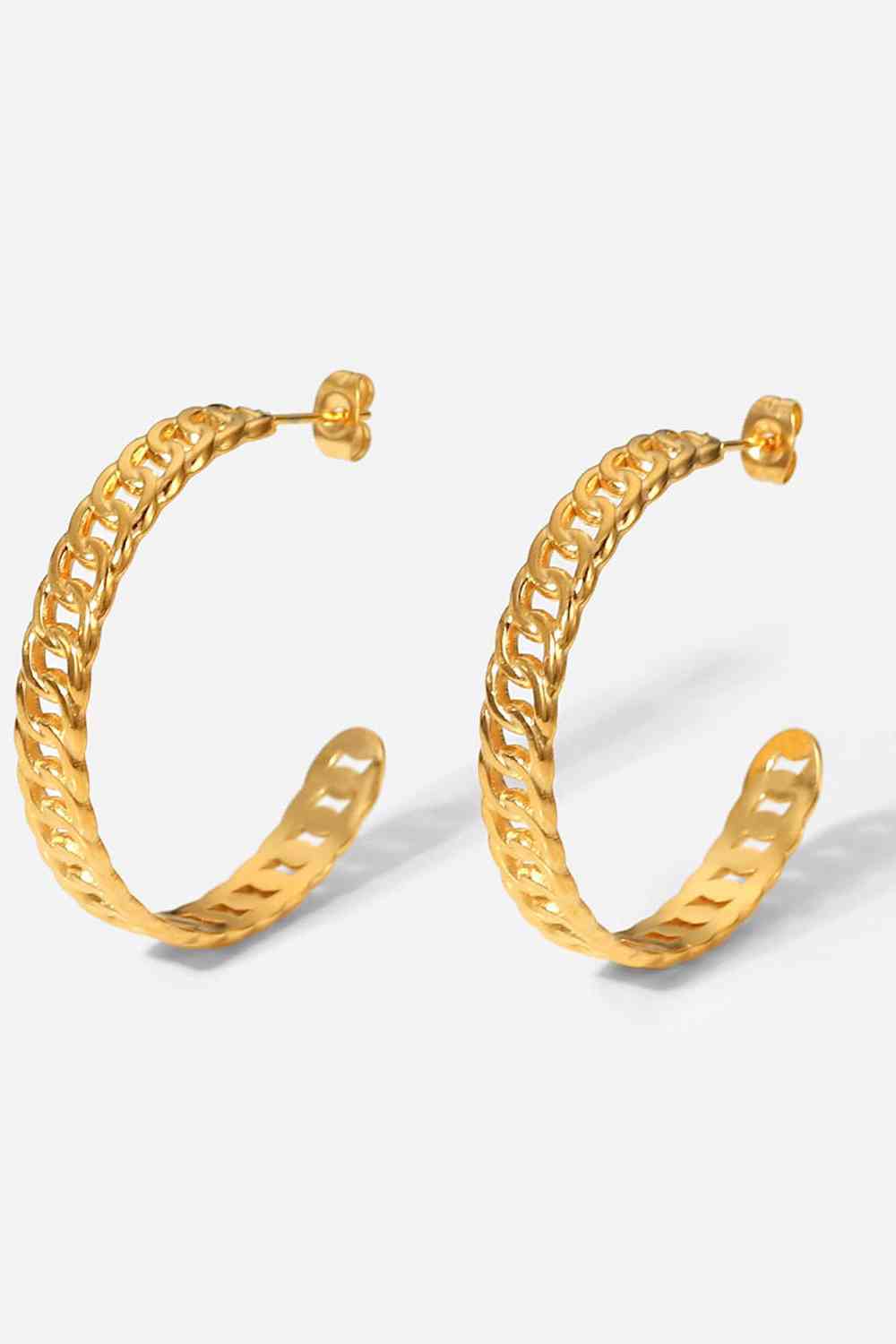 Gold Chain Link Hoop Earrings