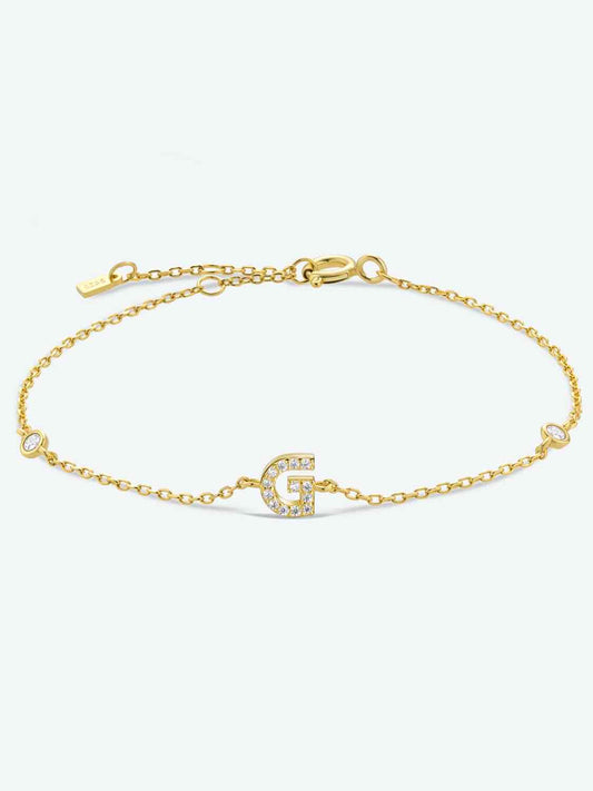 G To K Silver Bracelet with Zircon Accents