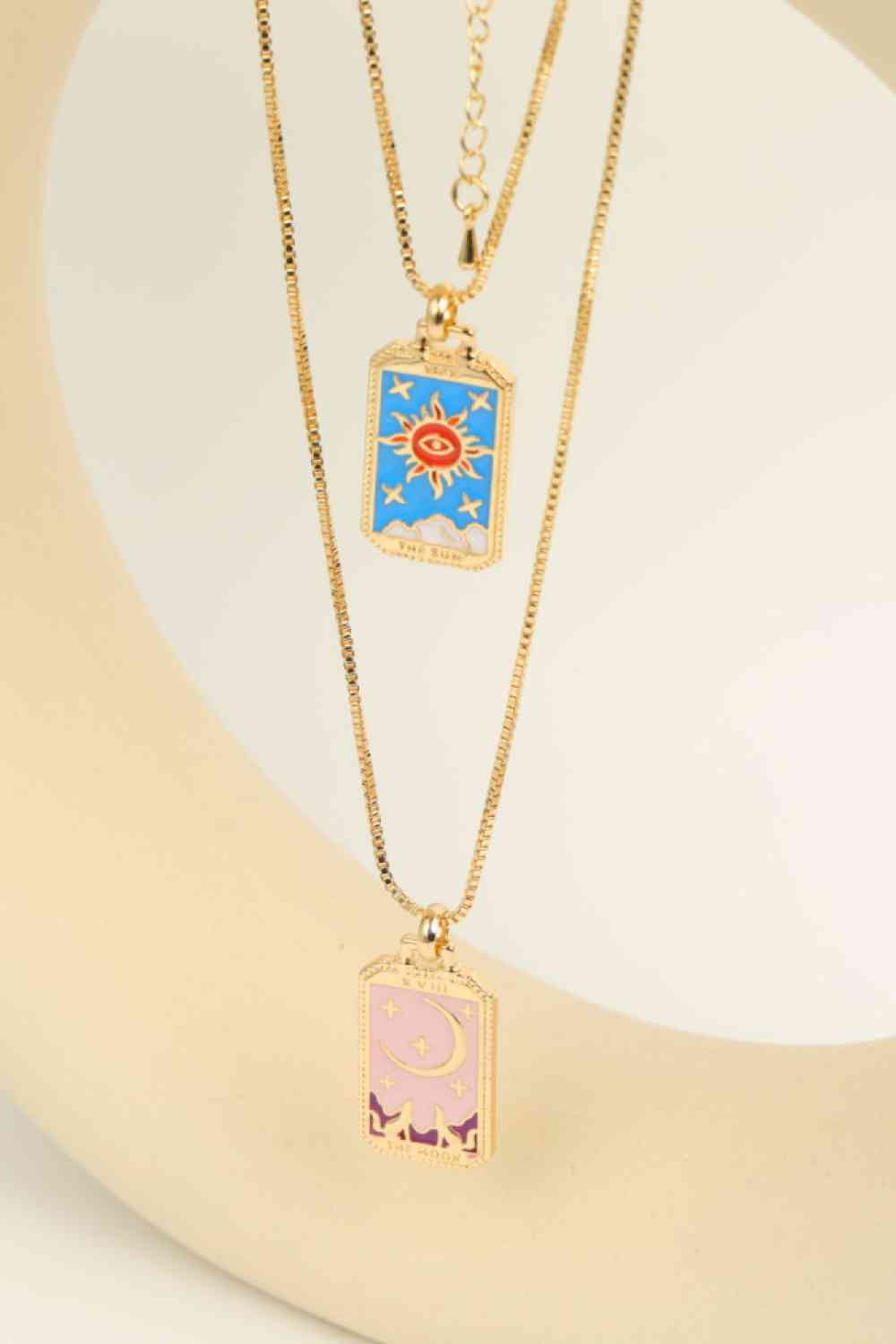 Tarot Card Pendant Box Chain Necklace