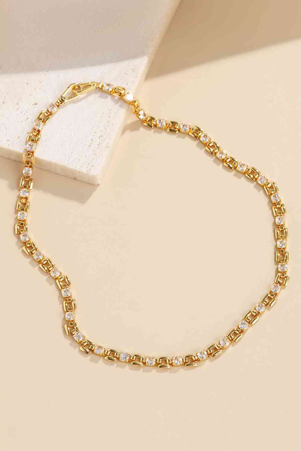 Diamond Cut Zircon Dangle Necklace/Open Link Zircon Tennis Necklace (2 Styles)