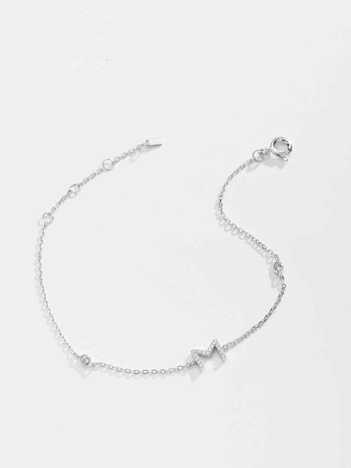 L To P Silver Bracelet with Zircon Accents