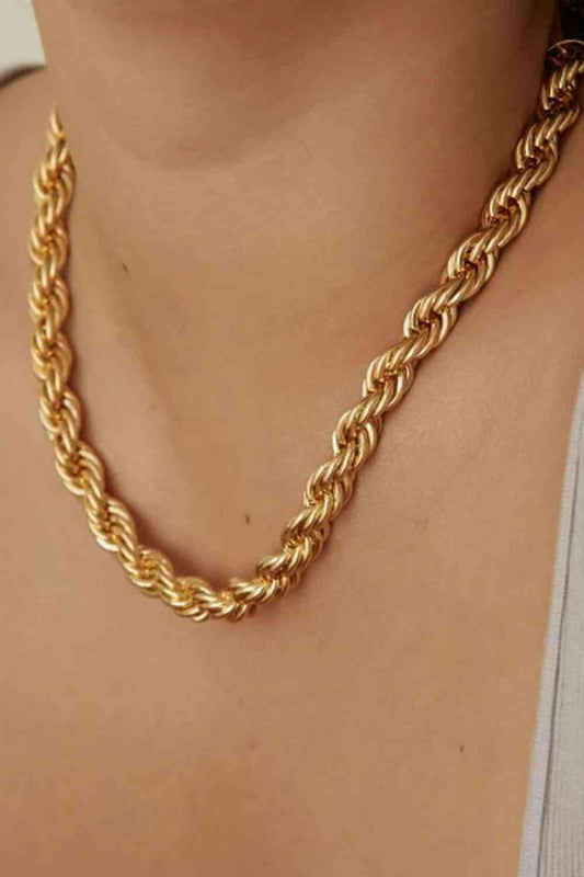Thick Fashion 18K Gold-Plated Rope Chain Necklace