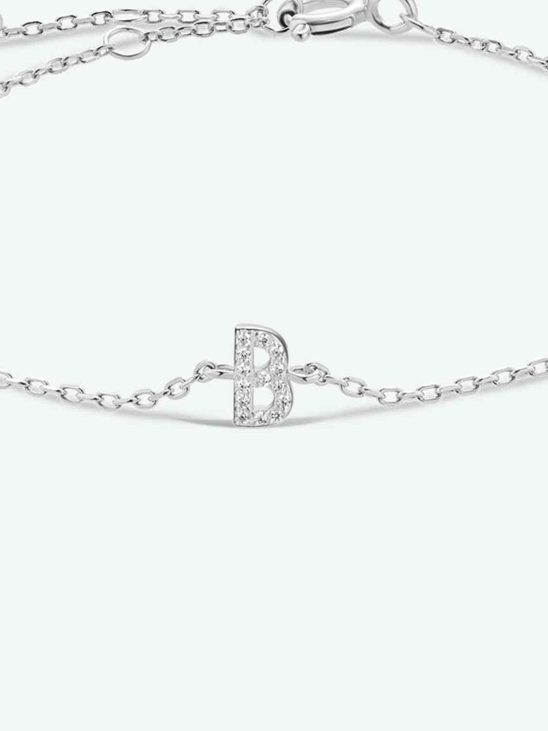 A To F Bracelet with Zircon Accents