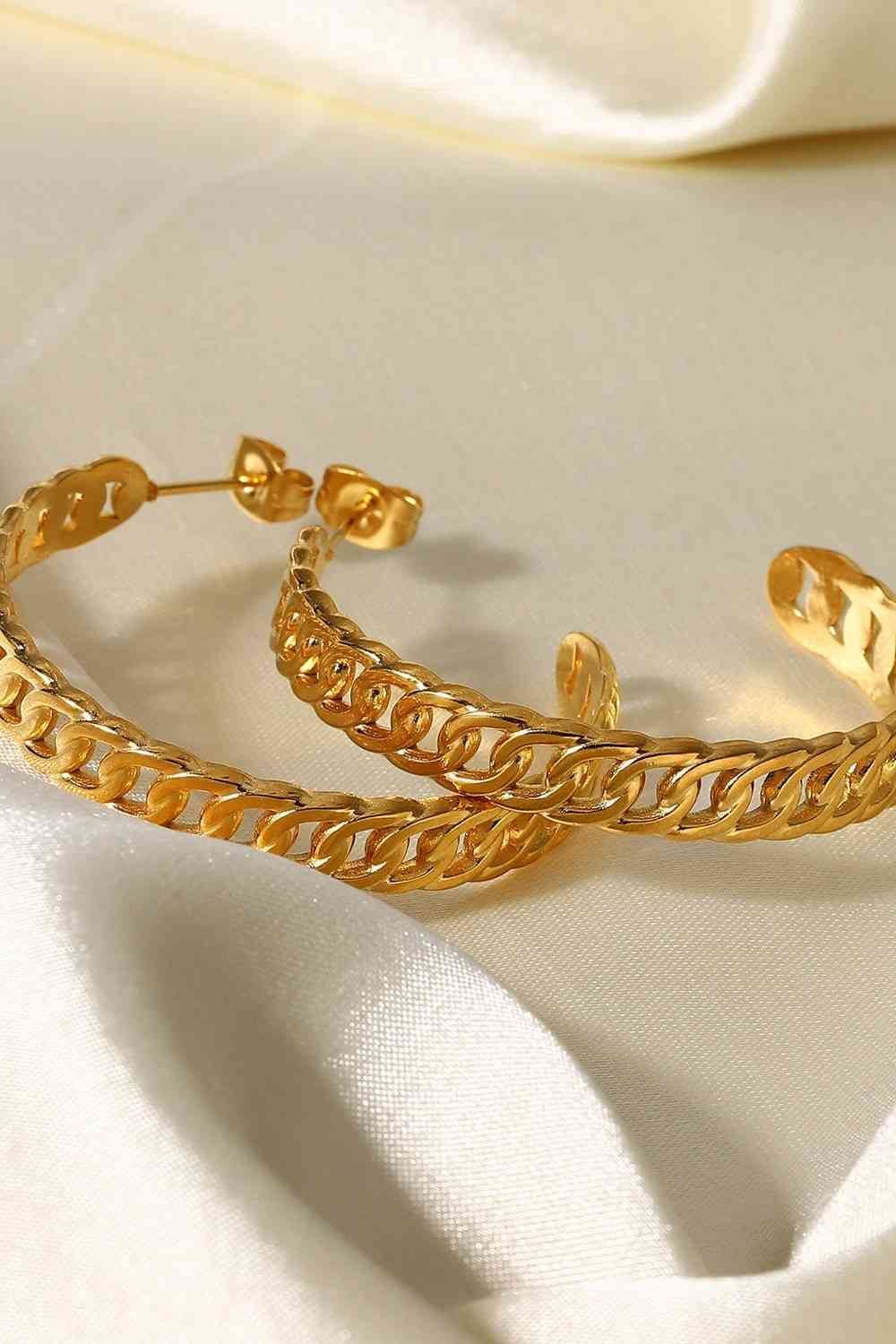 Gold Chain Link Hoop Earrings